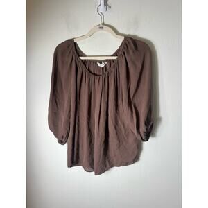 Zoa New York Sheer Brown Off The Shoulder Top Sz XS